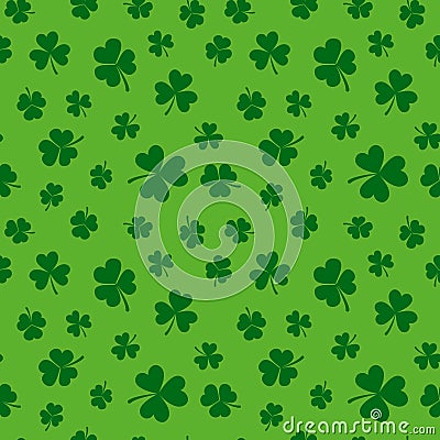 Green clover seamless pattern. Vector shamrock background Vector Illustration