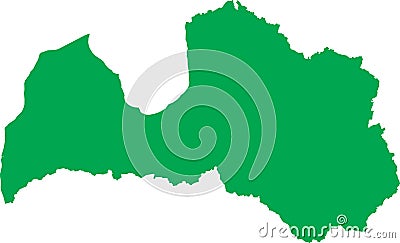 GREEN CMYK color map of LATVIA Vector Illustration