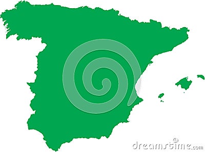 GREEN CMYK color map of SPAIN Vector Illustration
