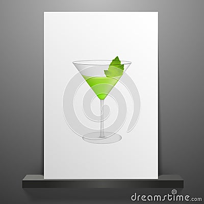 Green cocktail on white Vector Illustration