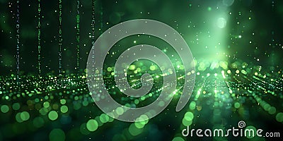 Green Code on Black Screen: Symbolizing Technology, Cyber Security, Hacking, Programming, and Stock Photo