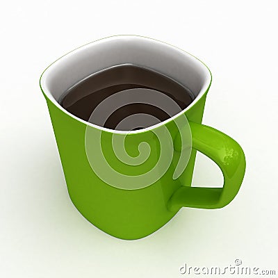 Green Coffee Cup Full of Coffee Stock Photo