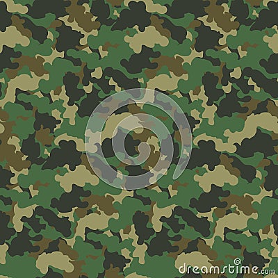 Green color abstract camouflage seamless pattern Vector background. Modern military style camo art design backdrop. Vector Illustration