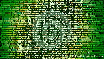 Green color background. Software developer programming code. Abstract computer script Stock Photo