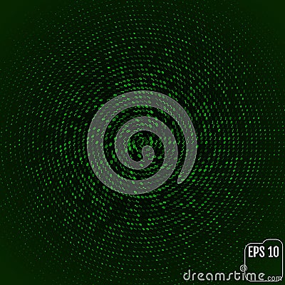 Green color code streams glowing on screen. Vector background Vector Illustration