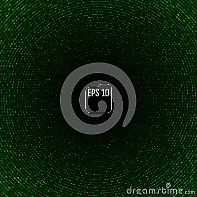 Green color code streams glowing on screen. Vector background Vector Illustration