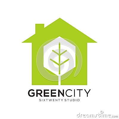 Green & Color full Real Estate Template Logo & Icon Stock Photo