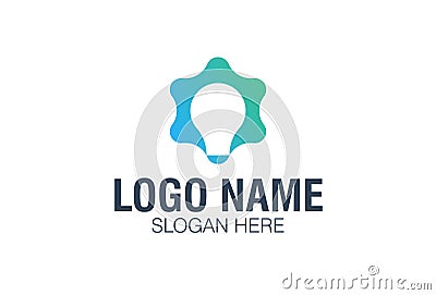 Green Color Gear Bulb Smart Gear Logo Design Vector Illustration