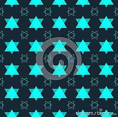 Green color palette of seamless pattern with polygon shape and liner on dark background. Vector Illustration