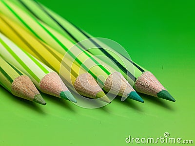 Green color pencils Stock Photo