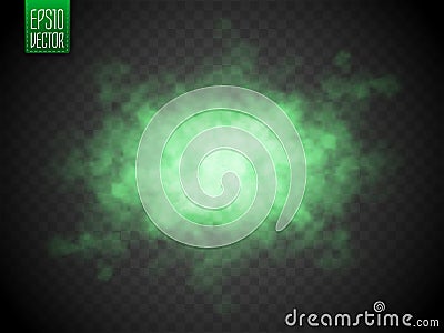 Green color smoke isolated. Toxic vector cloudiness, mist or smog background. Vector Vector Illustration