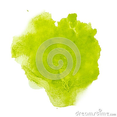 Green color splash watercolor hand painted isolated on white background Stock Photo