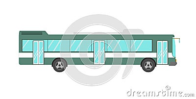 Green colored bus isolated on white Vector Illustration