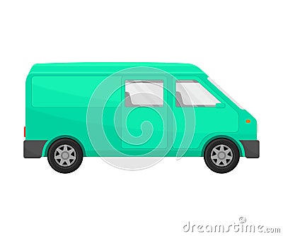 Green combi minivan. Vector illustration on a white background. Vector Illustration