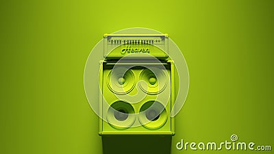 Green Concert Speakers Vintage Music Audio Equipment Post-Punk Stereo with Green Background Cartoon Illustration