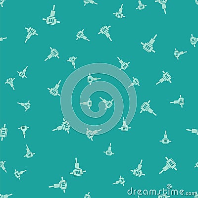 Green Construction jackhammer icon isolated seamless pattern on green background. Vector Vector Illustration
