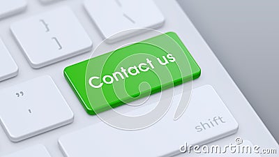 Green Contact us Button concept image Cartoon Illustration