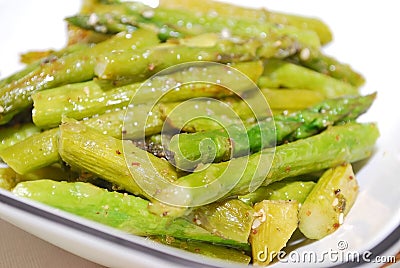 Green cooked asparagus Stock Photo