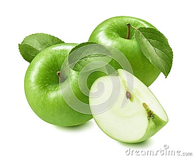 Green cooking apples isolated on white background. Granny Smith cultivar Stock Photo