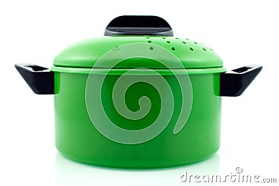 Green cooking pot Stock Photo