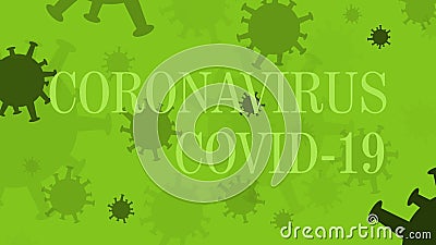 Green coronavirus concept backdrop Cartoon Illustration