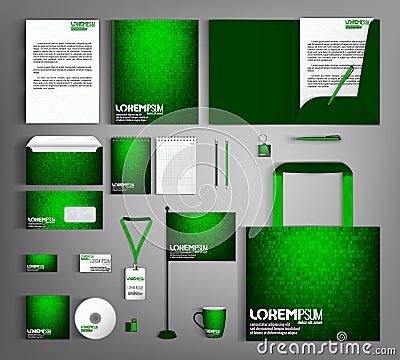 Green corporate Identity. Set with Technology designs. Vector Illustration