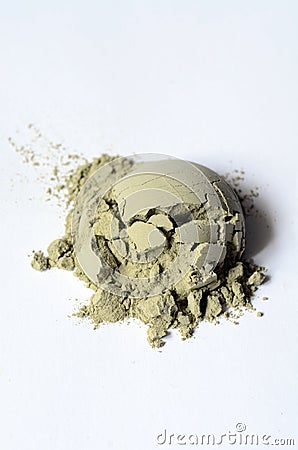 Green cosmetic clay powder Stock Photo