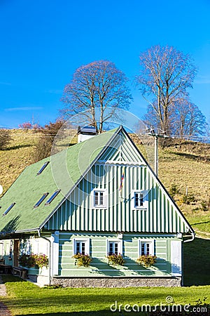 green cottage, Czech Republic Stock Photo