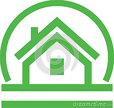 Green country house Vector Illustration