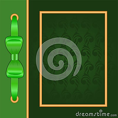 Green cover with gold frame Vector Illustration