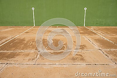 Green covered fronton court for playing hand Pelota, Spain Stock Photo