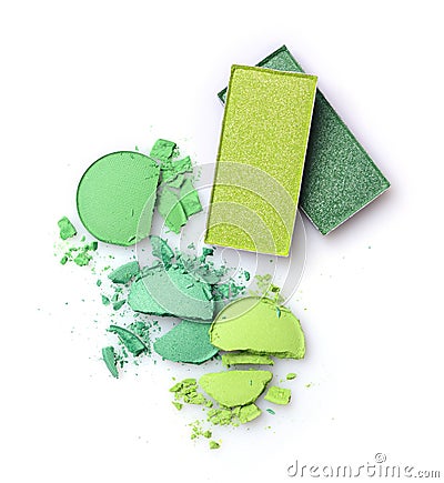 Green crashed eyeshadow for make up as sample of cosmetics product Stock Photo