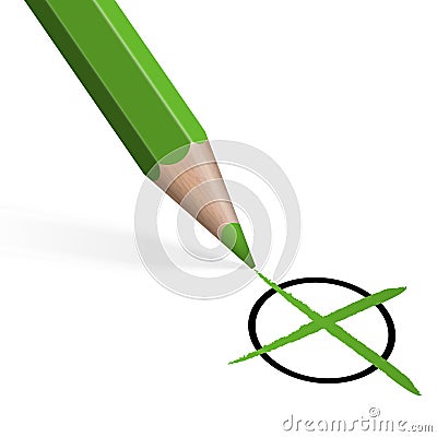 Green crayon with cross Vector Illustration