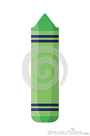 Green crayon school supply isolated icon Vector Illustration