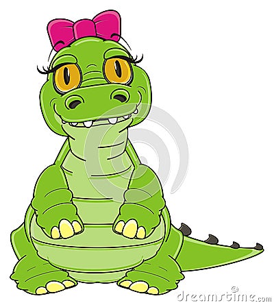 Green crocodile girl Stock Photo