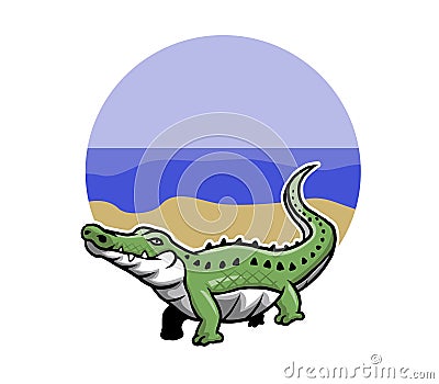 Green Crocodile Vector Illustration
