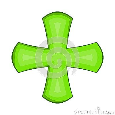 Green cross icon in cartoon style Vector Illustration