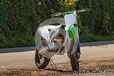 Green Cross Motorcycle Stock Photo