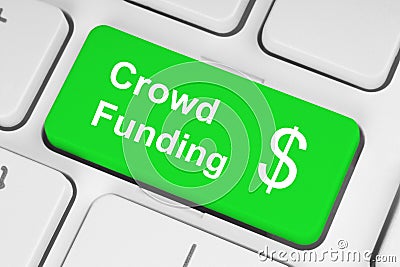 Green crowd funding button Stock Photo