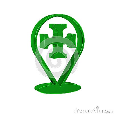 Green Crusade icon isolated on transparent background. Stock Photo