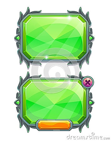 Green crystal panels, game assets Stock Photo