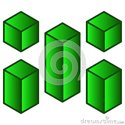 Green cubes stacked artfully. Clean, modern design with sharp angles. Captivating 3D graphic. Vector illustration. Vector Illustration