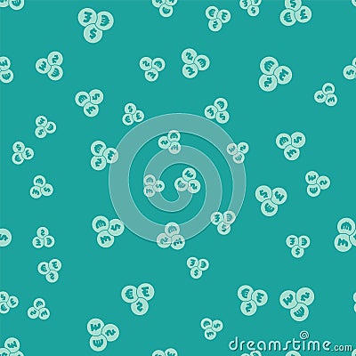 Green Currency exchange icon isolated seamless pattern on green background. Cash transfer symbol. Banking currency sign Vector Illustration