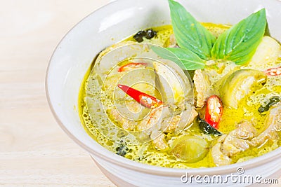 Green curry Chicken, Thai traditional and popular food, Green cu Stock Photo