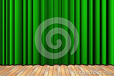 Green curtain stage Stock Photo