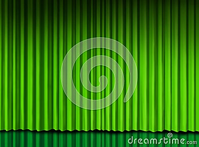 Green curtain on theater stage Stock Photo