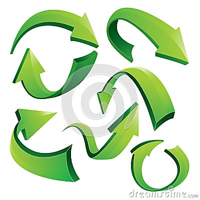 Green Curved 3D Arrows Vector Illustration