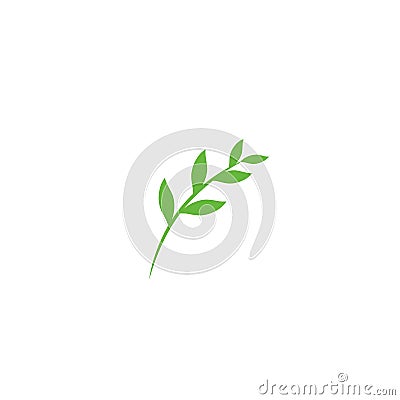 Green curved sprout with silhouette leaf. Icon Isolated on white Vector Illustration