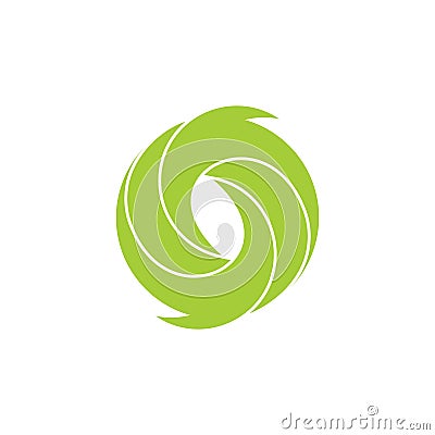 Green curves circles 3d rotation shape logo vector Vector Illustration
