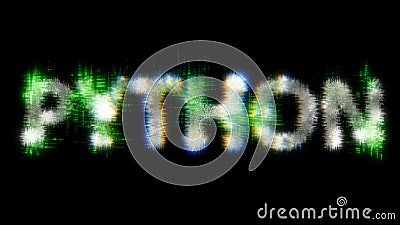 green cybernetic text PYTHON with noise distortion, isolated - object 3D illustration Cartoon Illustration